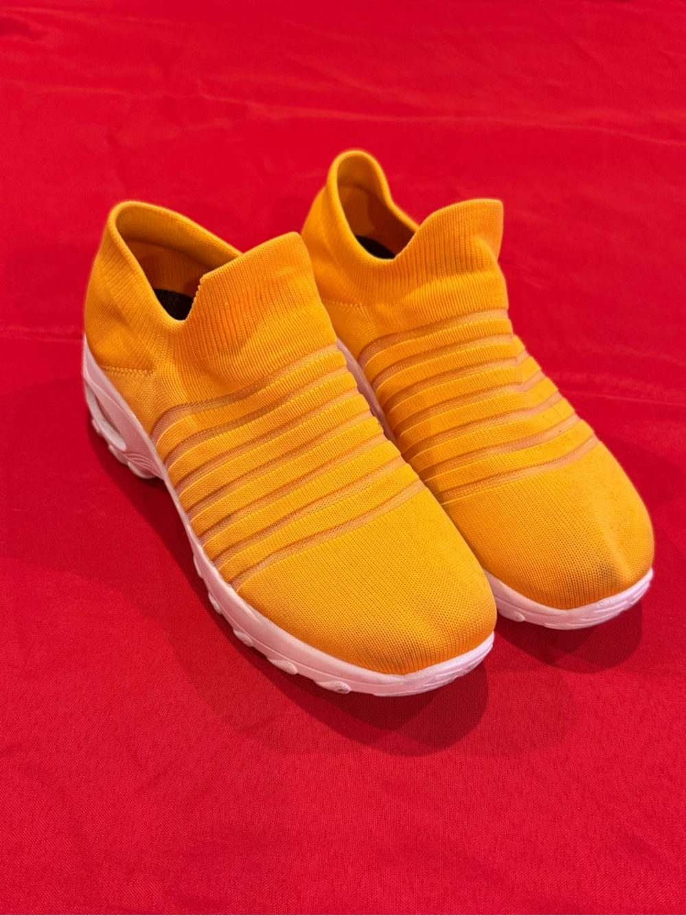 Bright Yellow Knit Slip-On Sneakers